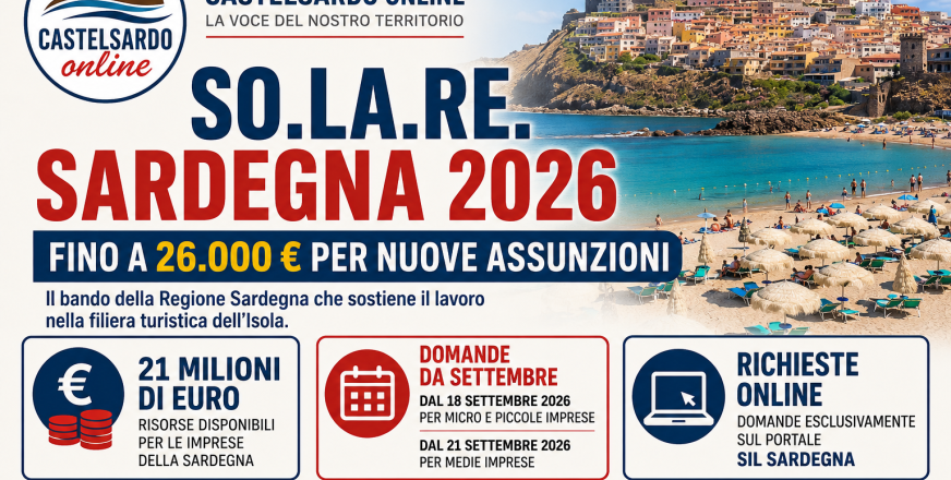 SO.LA.RE. Sardegna 2026: fino a 26 mila euro per assumere. Un'opportunità concreta per le imprese di Castelsardo