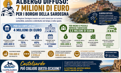 Alberghi diffusi, dalla Regione 7 milioni di euro. Un'opportunità anche per Castelsardo?