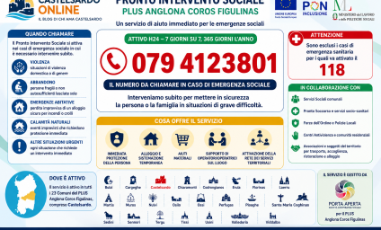 🆘 Emergenze sociali: da oggi i cittadini possono contattare direttamente il Pronto Intervento Sociale del PLUS Anglona Coros Figulinas