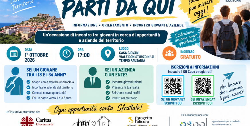 PARTI DA QUI: un’opportunità per i giovani che cercano una strada